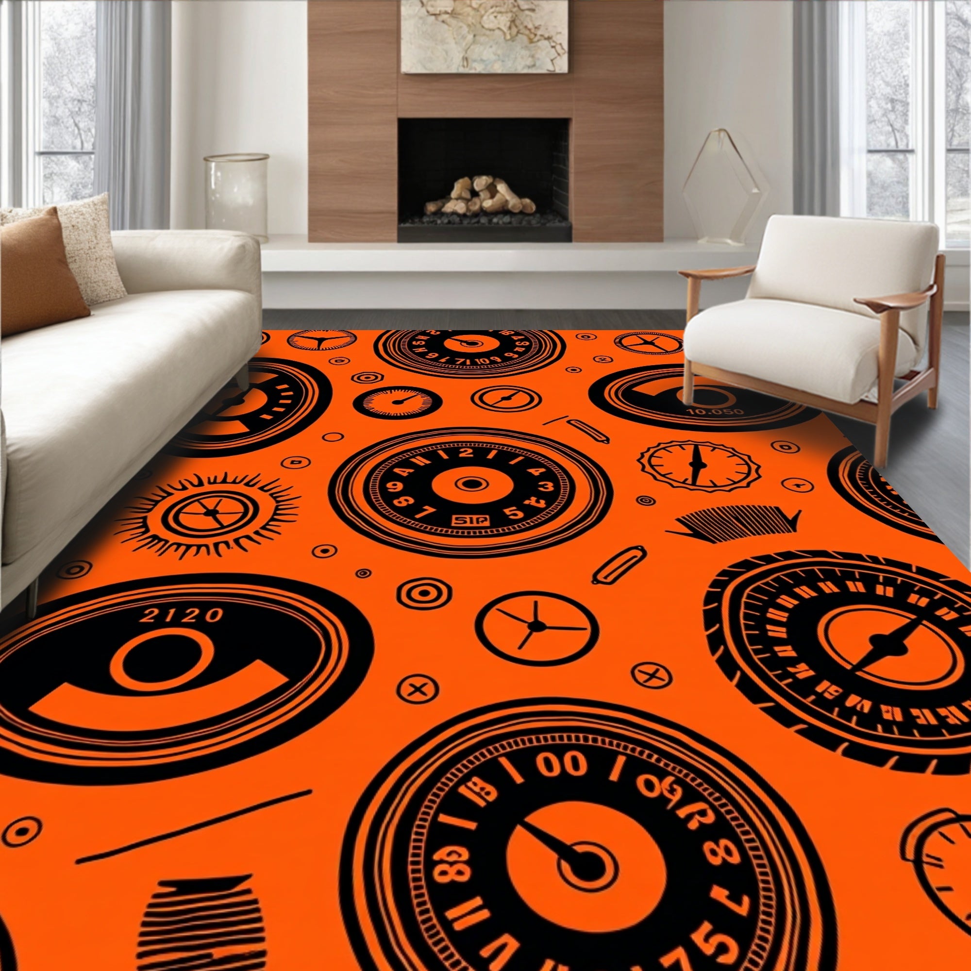 Retro Dial Meter Collage Rug