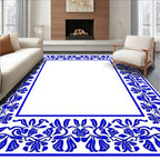 Cobalt Blue Floral Vine Accent Rug