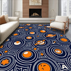 Whimsical Orange Space Circles Rug