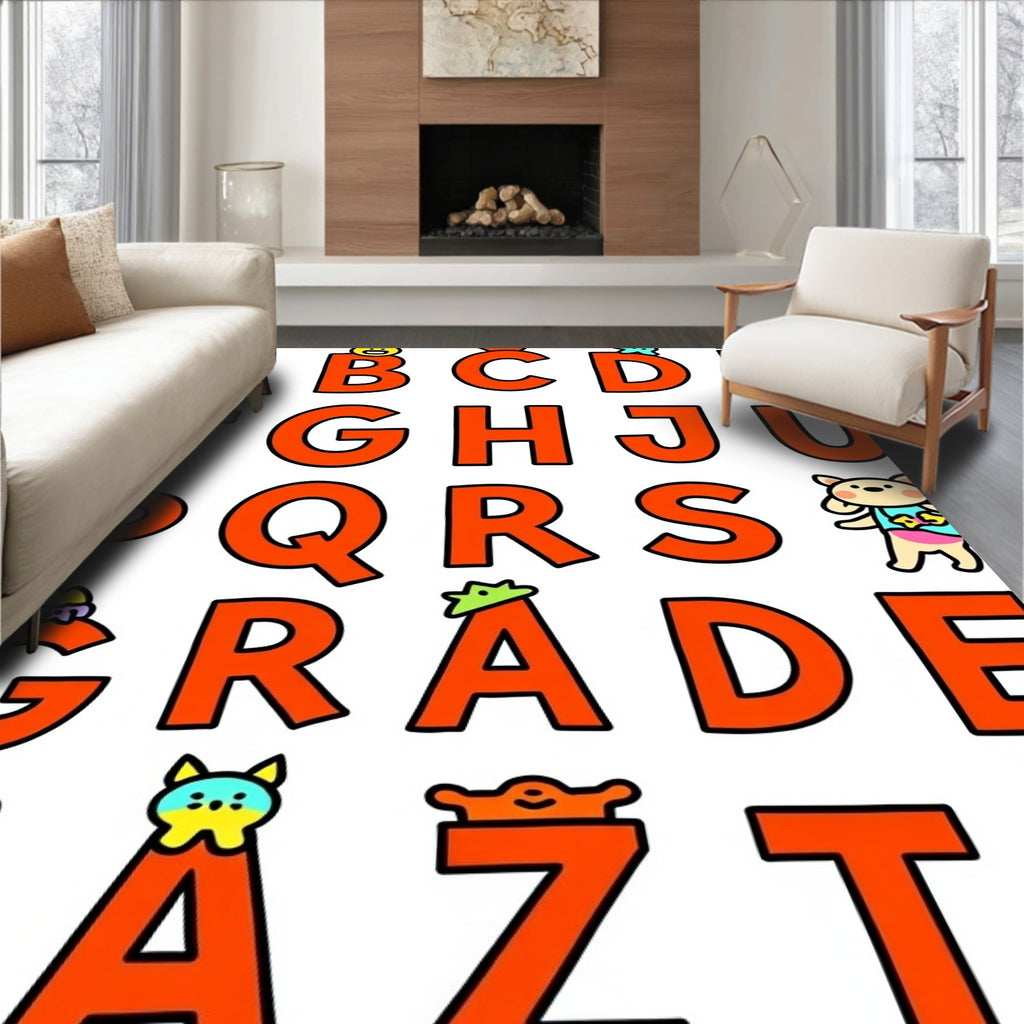 Playful alphabet rug with cute characters Rug