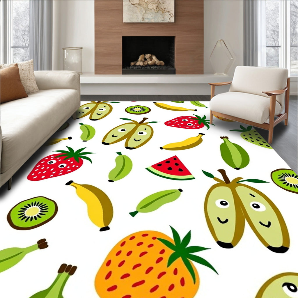 Whimsical Fruit Medley Red Green Yellow Rug