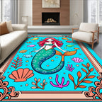 Aqua Mermaid With Coral And Fish Rug