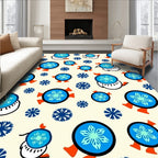 Blue Snowflake Circle Repeating Design Rug
