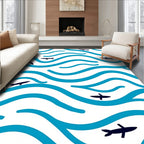 Deep Blue Ocean Fish Waves Rug