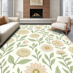 Cream Pink Daisy Floral Blossom Rug