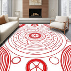 Crimson Concentric Mandala Circles Rug