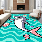 Playful Blue Shark Ocean Wonder Rug