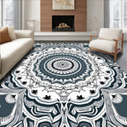 Monochromatic Intricate Mandala Bloom Rug