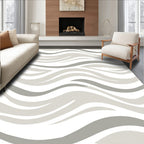 Neutral Gray Wavy Stripe Rug