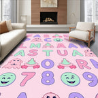 Whimsical Alphabet Emoji Numbers Pastel Rug