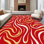 Crimson Cream Gold Flowing Waves Rug
