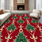 Crimson Emerald Damask Filigree Tree Rug
