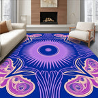 Indigo Violet Abstract Swirl Medallion Rug