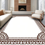 Brown Geometric Filigree Border Rug