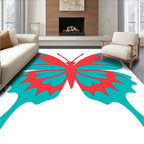 Fiery Coral Teal Butterfly Wings Rug