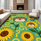 Whimsical Hedgehog Sunflower Medley Rug