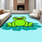 Happy Green Frogs Lily Pad Meadow Rug
