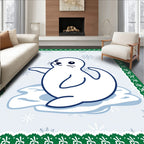 Cute Seal and Snowflakes Border Rug