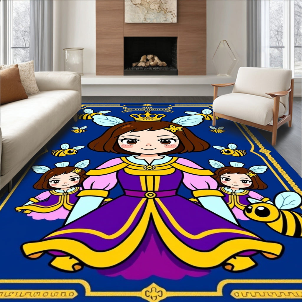 Royal Queen And Bees Illustration Rug