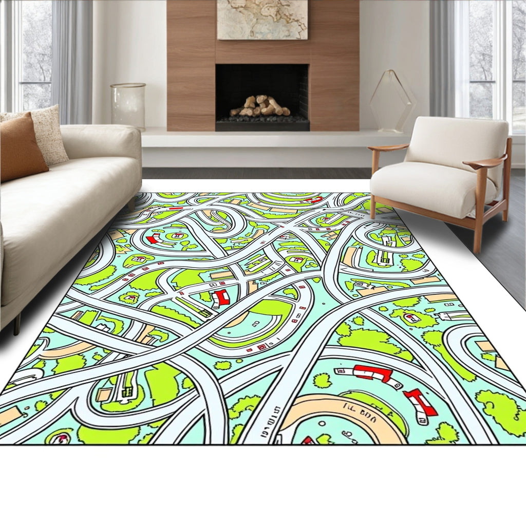 Abstract Cityscape Highway Overpass Rug
