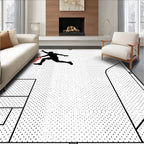 Dynamic Black Silhouette Basketball Dunk Rug