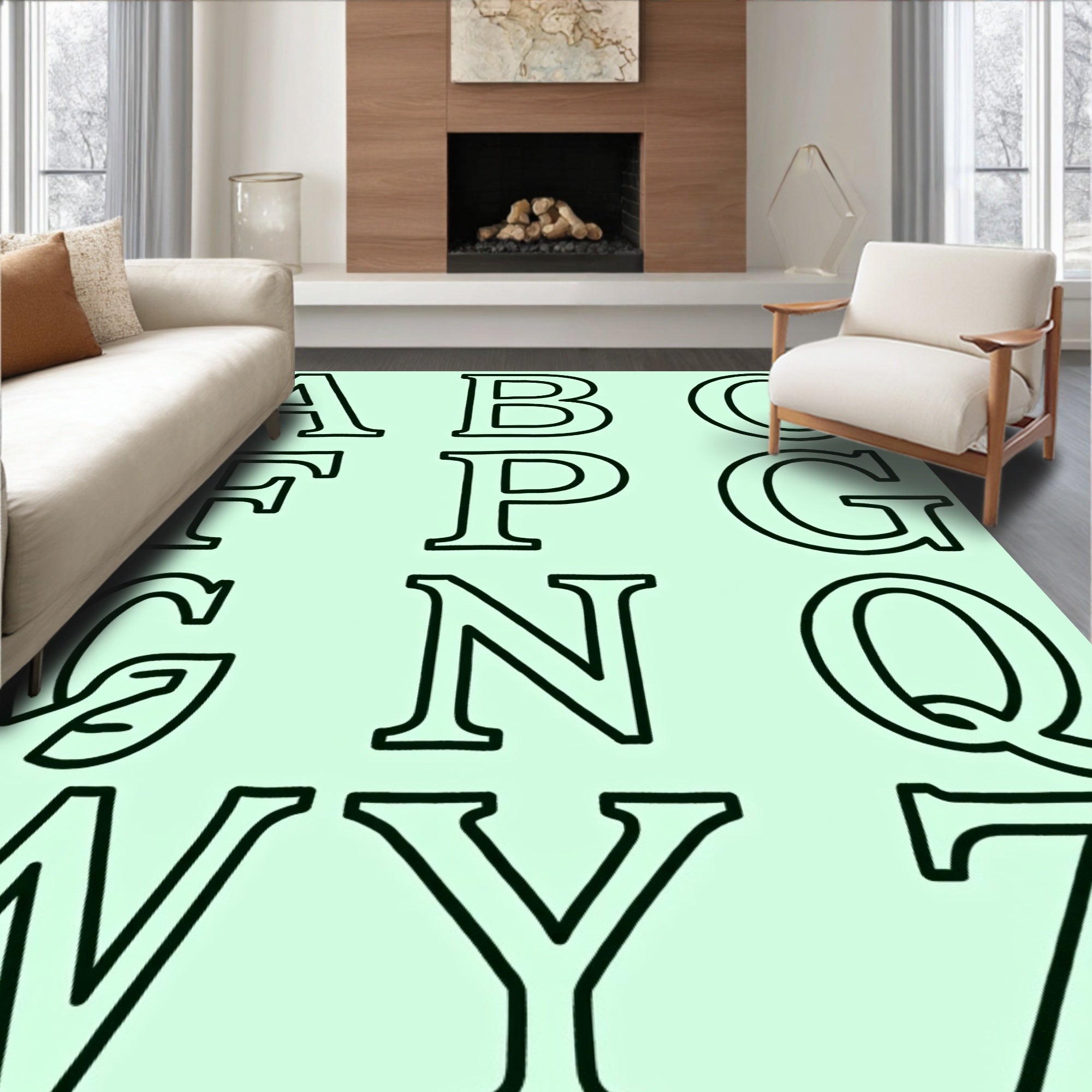 Bold Alphabet Outline Graphic Rug
