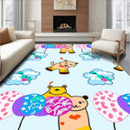 Whimsical Bear Balloons Cloud Scatter Rug
