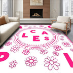 Hot Pink Daisy Alphabet Circle Rug
