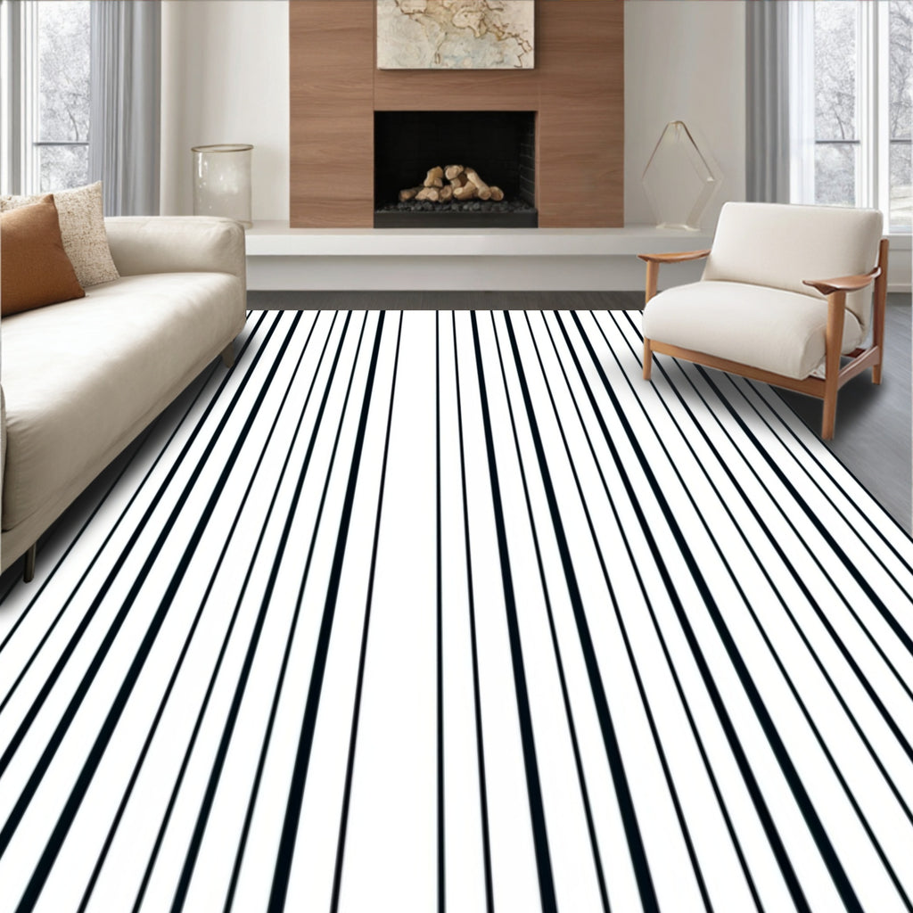 Monochromatic Vertical Stripe Ensemble Rug