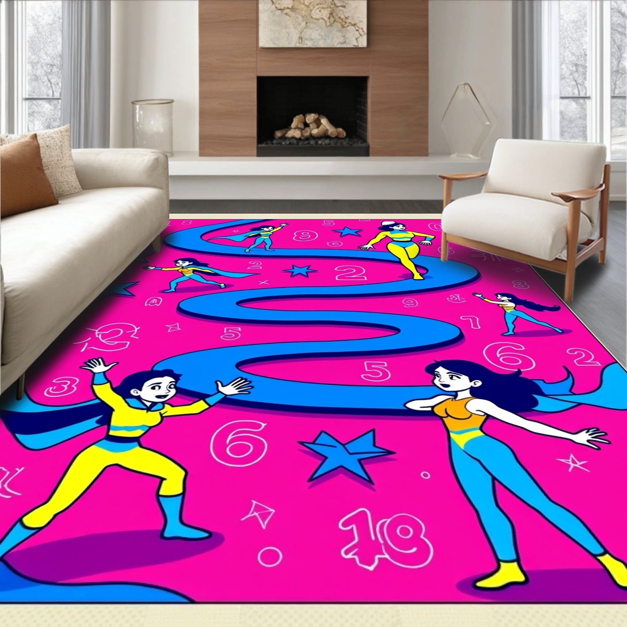 Vibrant Pink Comic Heroine Journey Rug