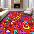 Alphabetical Red Playful Collage Rug