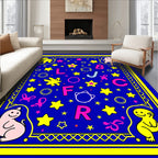 Blue Cosmic Alphabet Star Medallion Rug