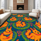 Orange Bunnies With Berry Branches Rug