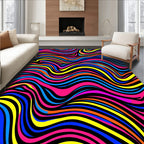 Vibrant Colorful Wavy Stripe Rug
