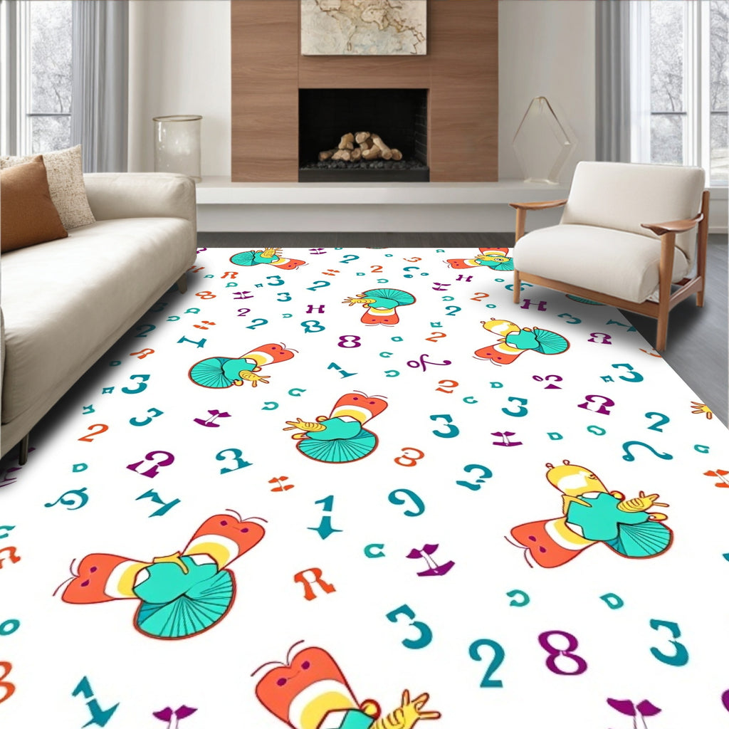 Colorful Cartoon Caterpillar Number Medley Rug