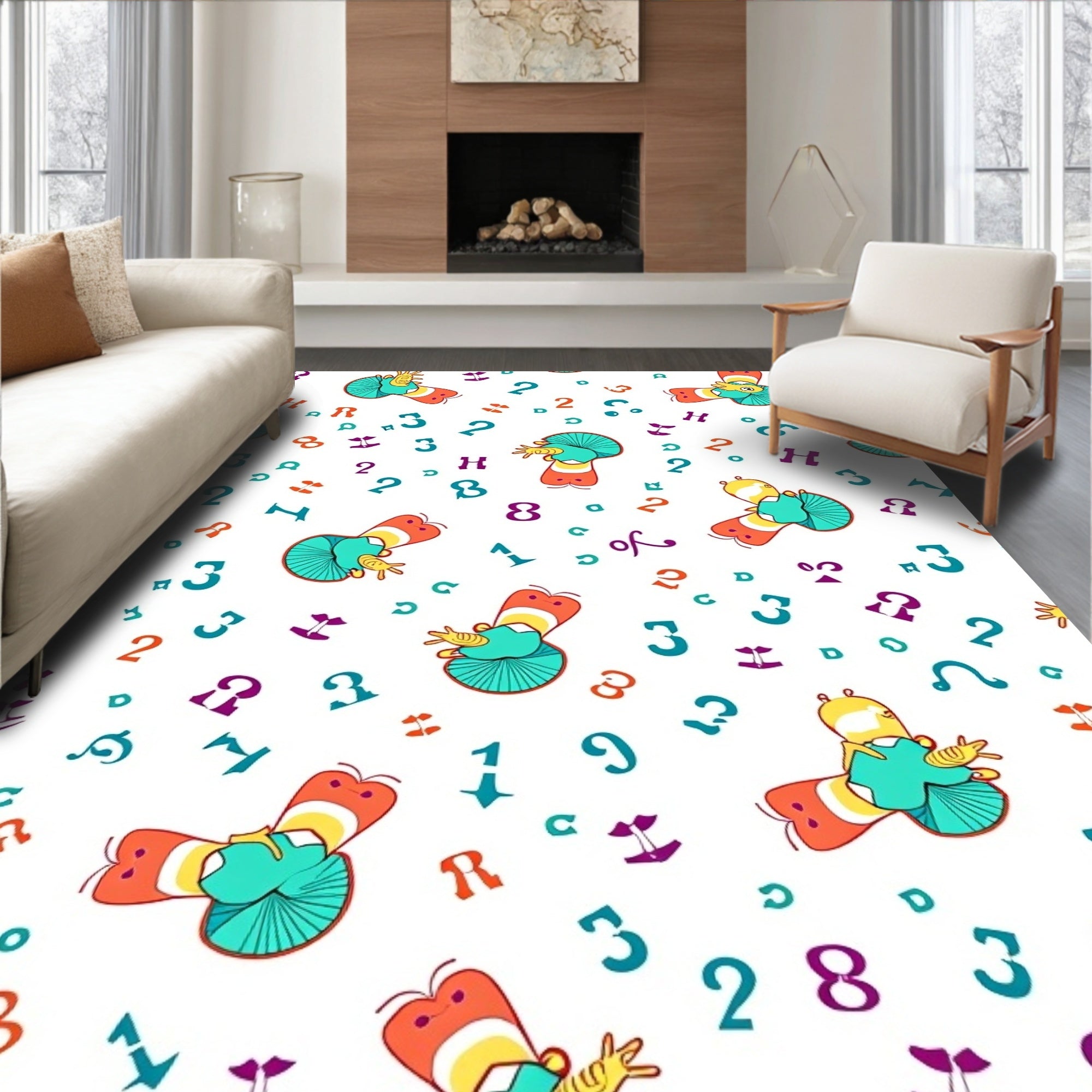 Colorful Cartoon Caterpillar Number Medley Rug