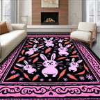 Pink Carrot Bunny Border Rug
