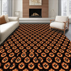 Golden Orange Floral Tessellation Rug