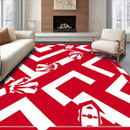 Bold Red Abstract Face and Chevron Rug