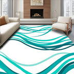 Teal Ocean Wave Stripe Rug