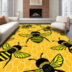 Yellow Honeycomb Bee Garden Rug