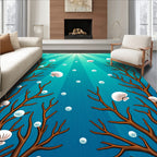 Deep Ocean Coral Bubbles Scene Rug
