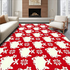 Crimson Cream Floral Blossom Medallions Rug