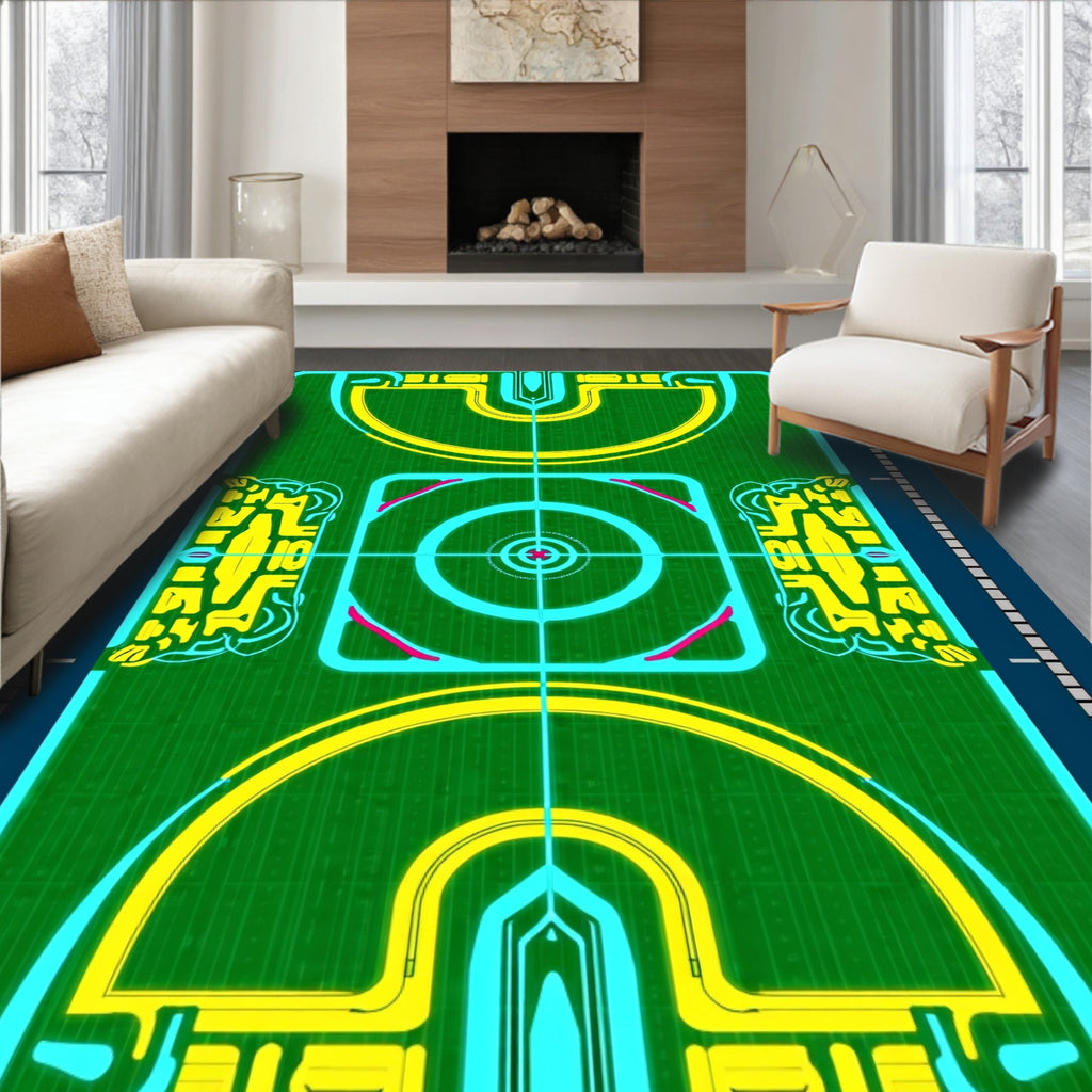Neon Green Yellow Circuit Board Rug