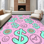 Aqua Dollar Signs Pink Scatter Rug