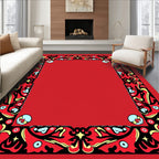 Red Black Yellow Floral Border Rug