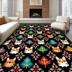 Whimsical Corgi Christmas Tree Collage Rug