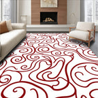Deep Crimson Swirl Abstract Art Rug