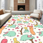 Whimsical Pastel Creatures Garden Rug
