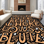 Orange Botanical Lettering Rug